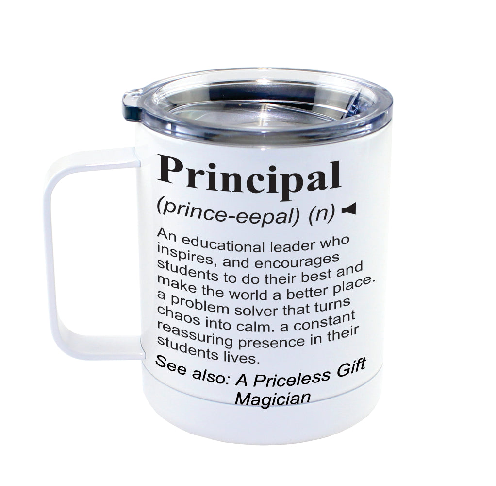 PRINCIPAL - Dictionary Definition Insulated 13oz Camping Mug, Travel Mug