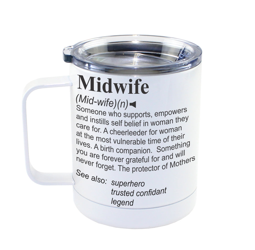 MIDWIFE - Dictionary Definition Insulated 13oz Camping Mug, Travel Mug