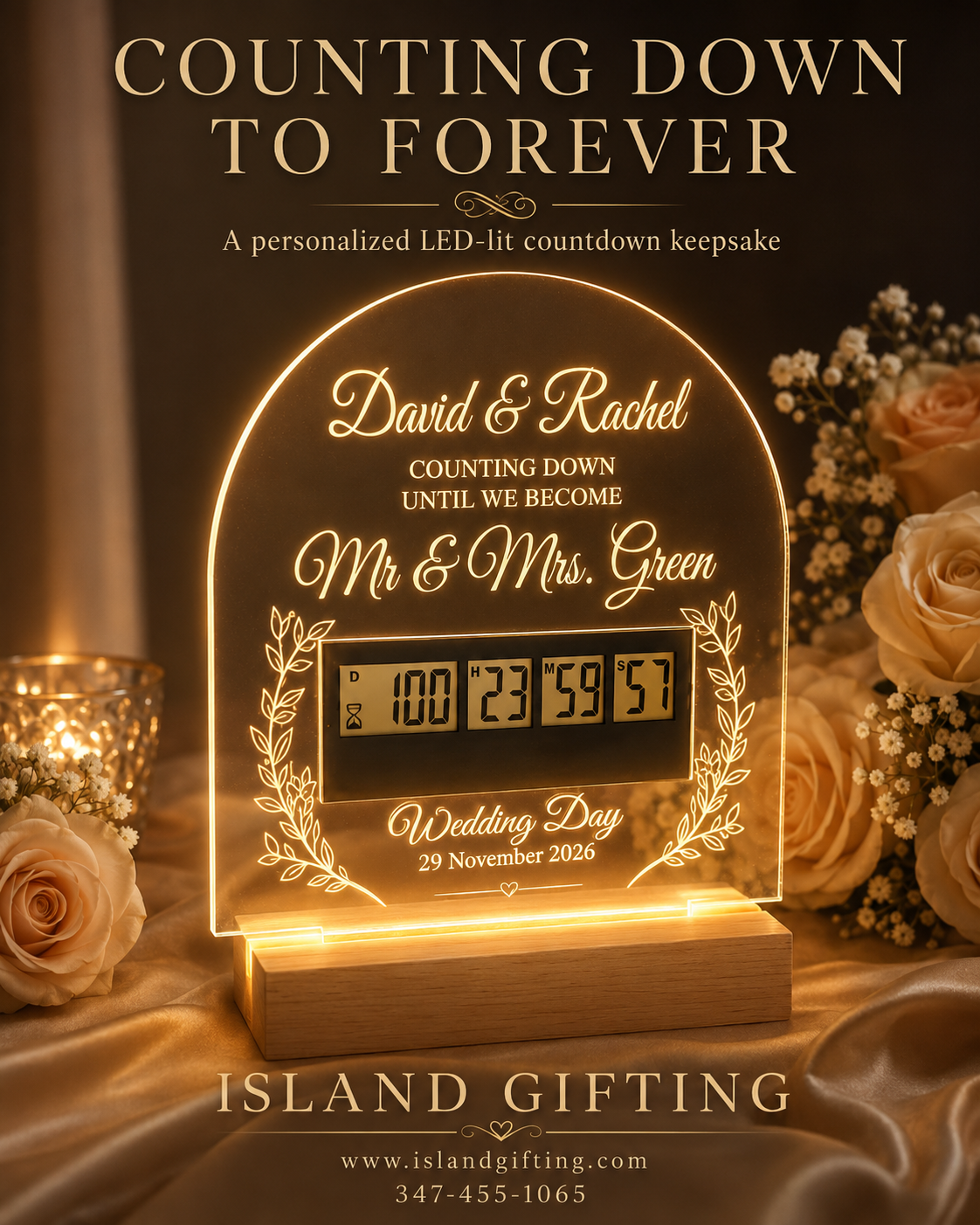 Wedding Countdown Light-Up LED Sign