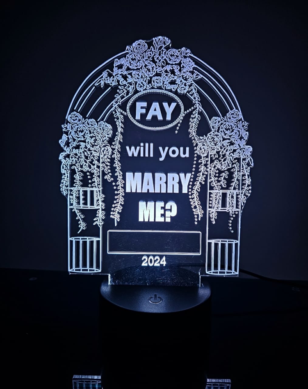 MARRIAGE PROPOSAL LED LUCITE LIGHT UP Personalized