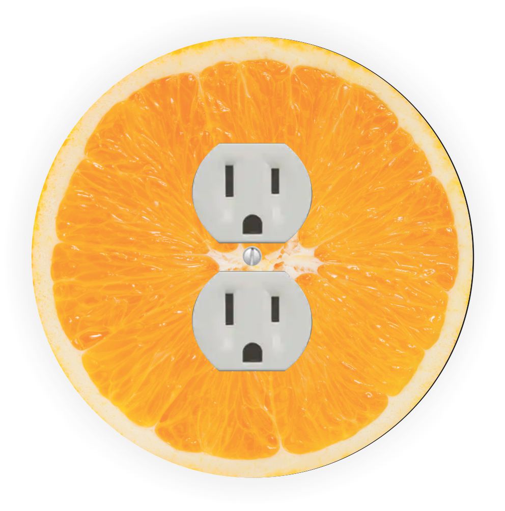 Sam Sandor - Slicce of Orange Design - Round Light Switch Plate Cover - Outlet Cover