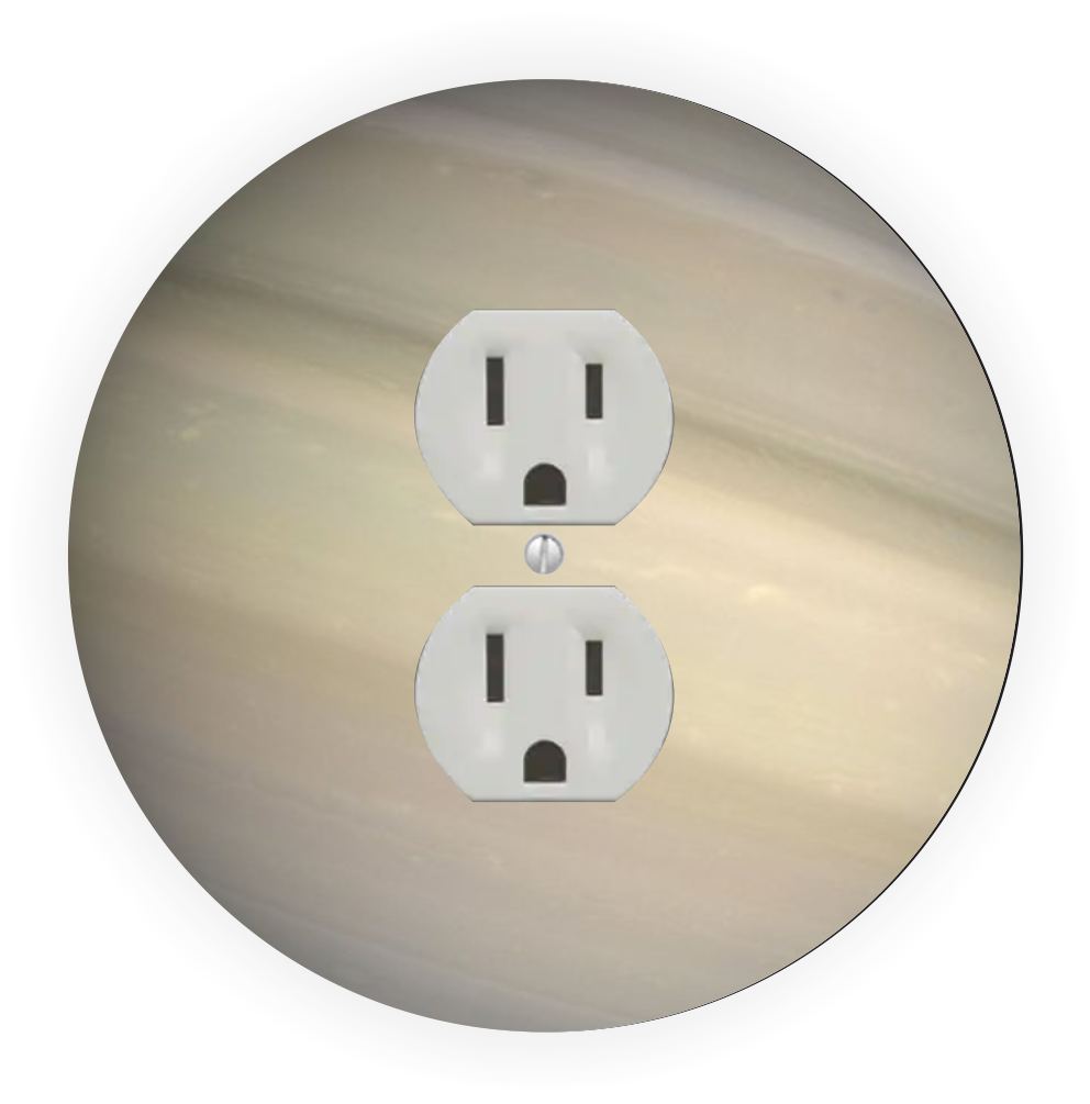 Sam Sandor - Planet Saturn Design - Round Light Switch Plate Cover - Outlet Cover