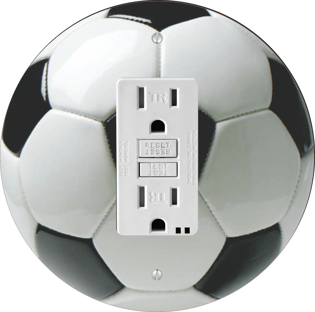 Sam Sandor - Soccer Ball Design - Round Light Switch Plate Cover - GFI