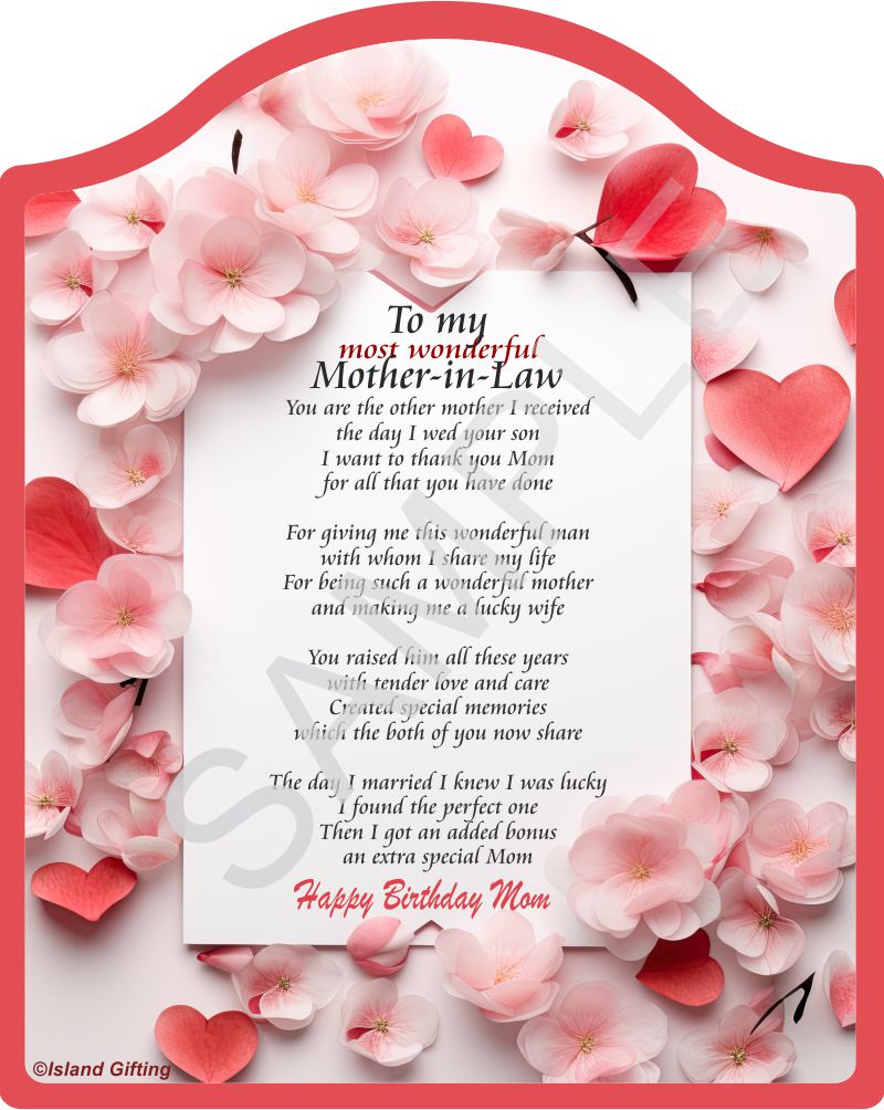 Poem for my Aunt - To my most wonderful Aunt - Poem on Red Hearts Backdrop