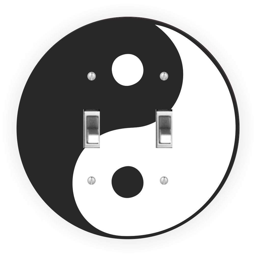 Round Light Switch Plate Cover Yin Yang Design - Double Toggle