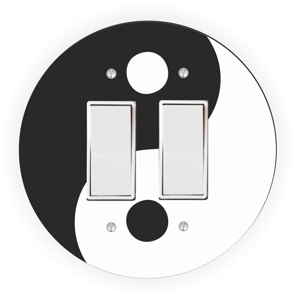 Round Light Switch Plate Cover Yin Yang Design - Double Rocker