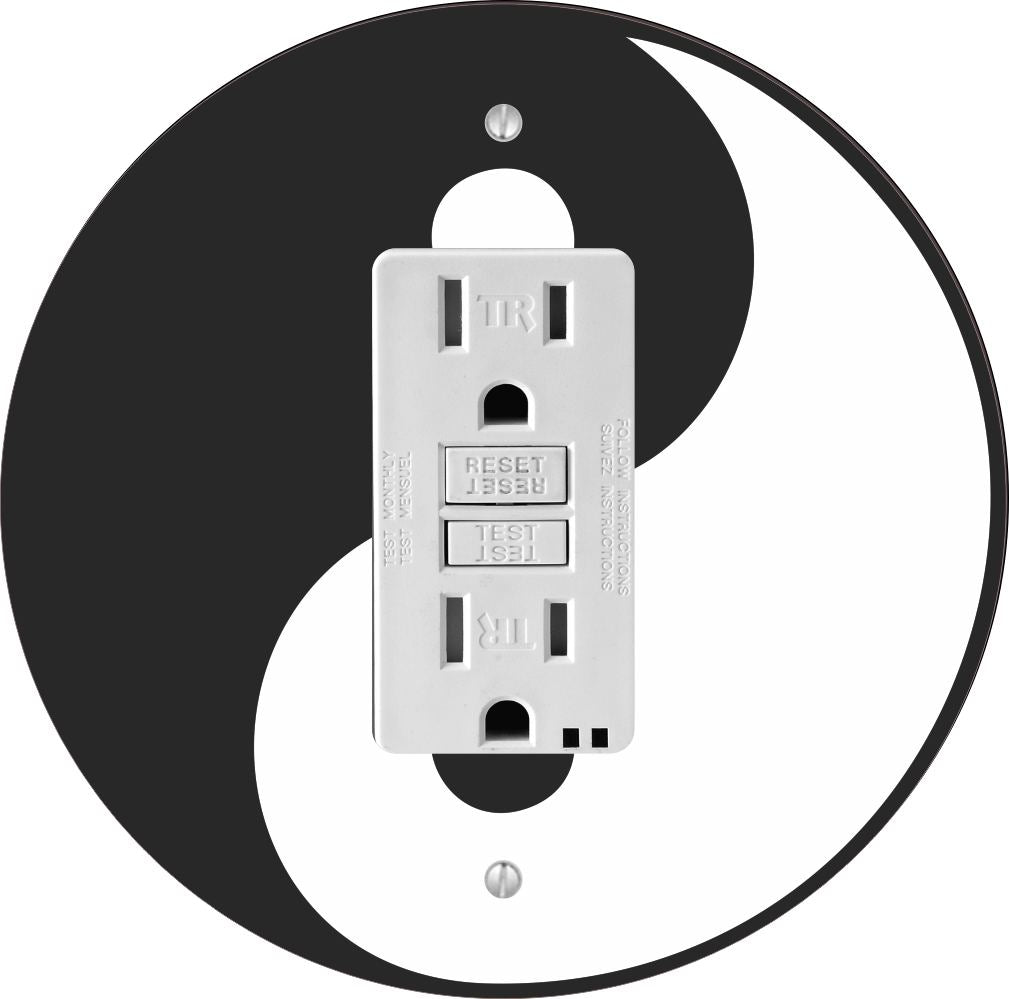 Round Light Switch Plate Cover Yin Yang Design - GFI
