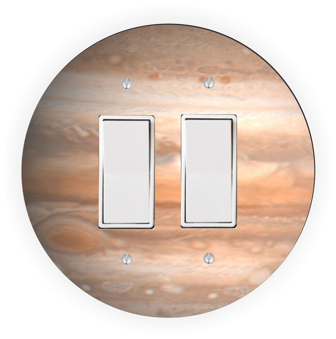 Sam Sandor - Planet Jupiter Design - Round Light Switch Plate Cover - Single Rocker