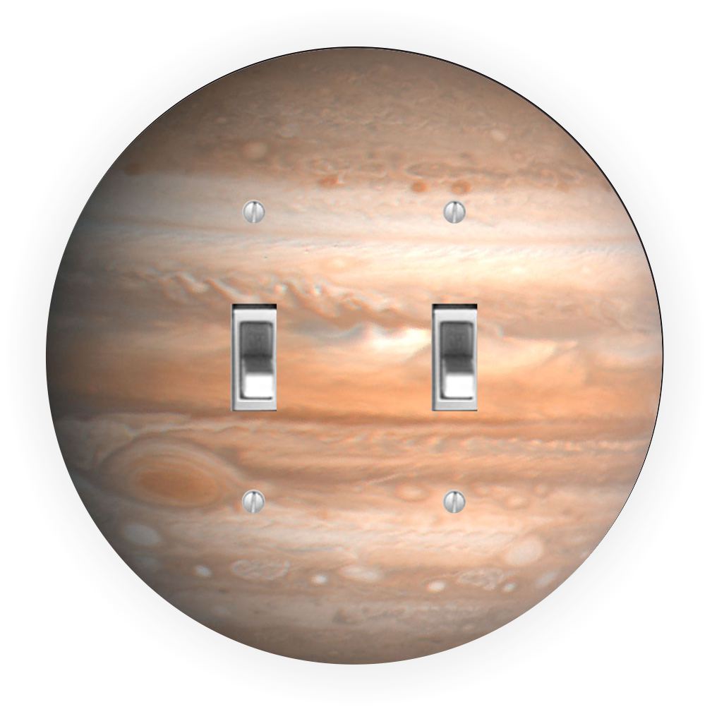 Sam Sandor - Planet Jupiter Design - Round Light Switch Plate Cover - Double Toggle