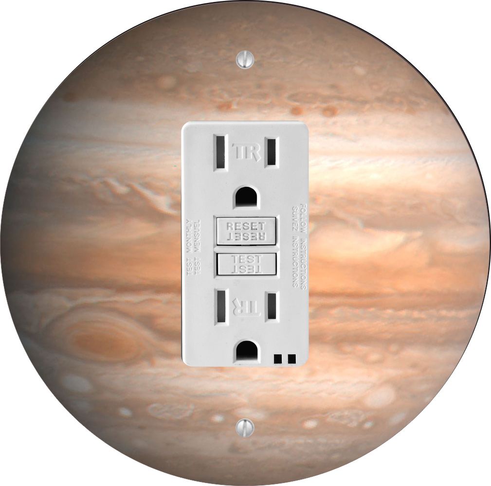 Sam Sandor - Planet Jupiter Design - Round Light Switch Plate Cover - GFI