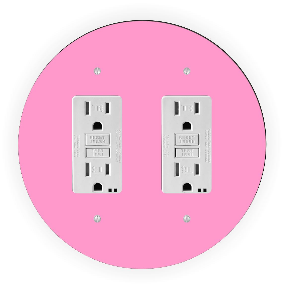 Sam Sandor - Pink Design - Round Light Switch Plate Cover - Double GFI