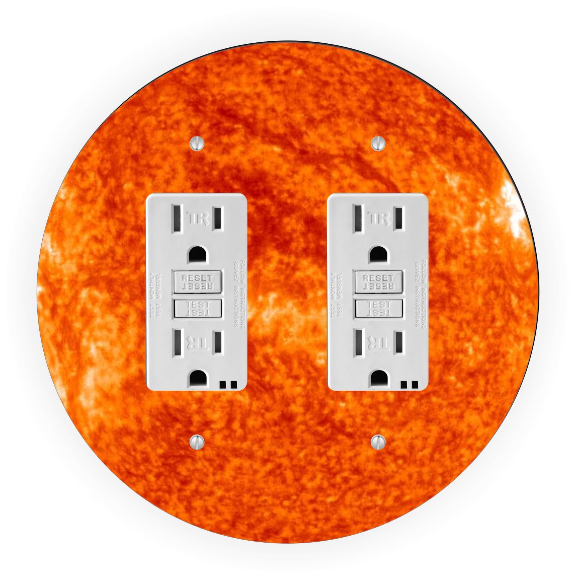 Sam Sandor - Planet Sun Design - Round Light Switch Plate Cover - Double GFI