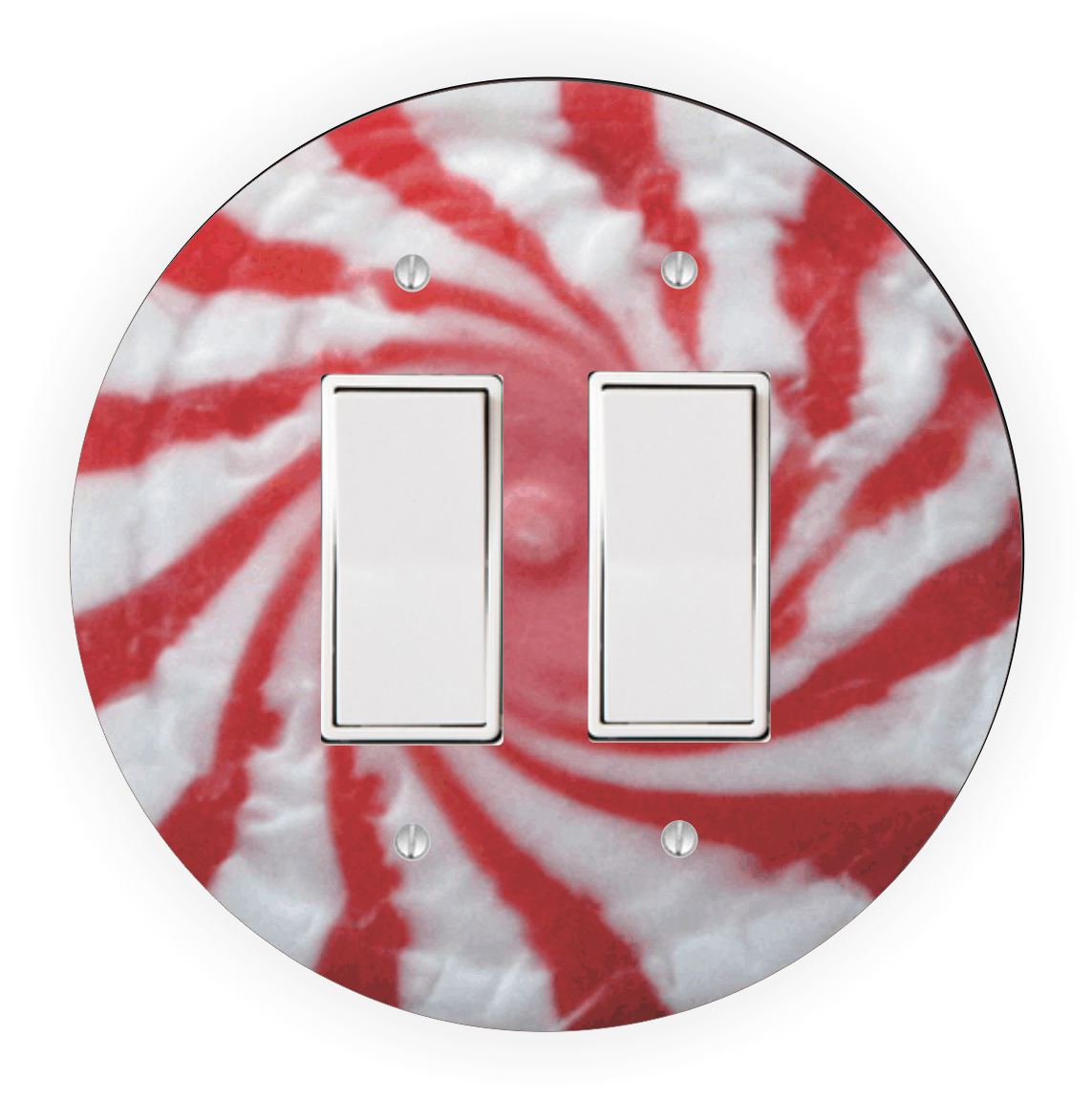 Sam Sandor - Peppermint Candy Design - Round Light Switch Plate Cover - Single Rocker