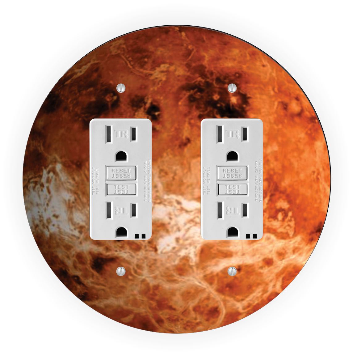 Sam Sandor - Planet Venus Design - Round Light Switch Plate Cover - Double GFI