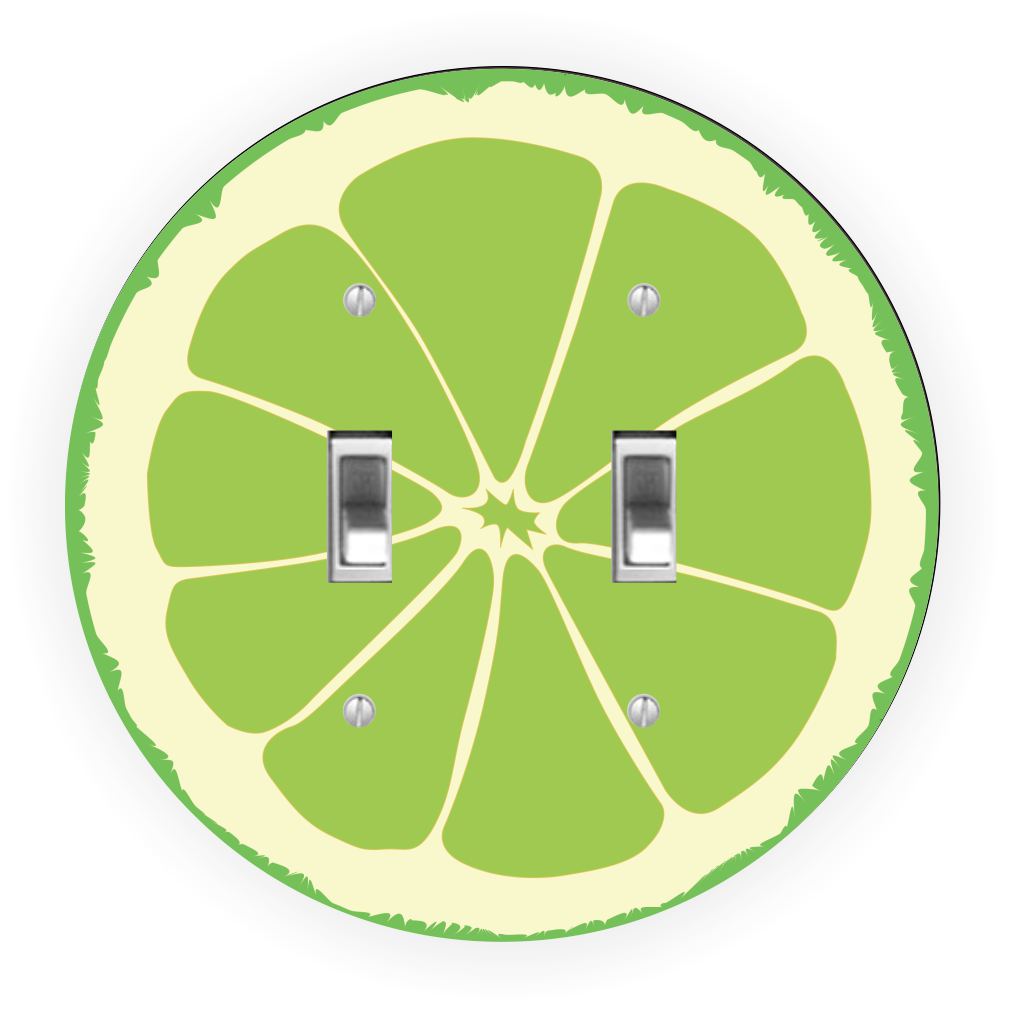 Sam Sandor - Lime Slice Design - Round Light Switch Plate Cover - Double Toggle