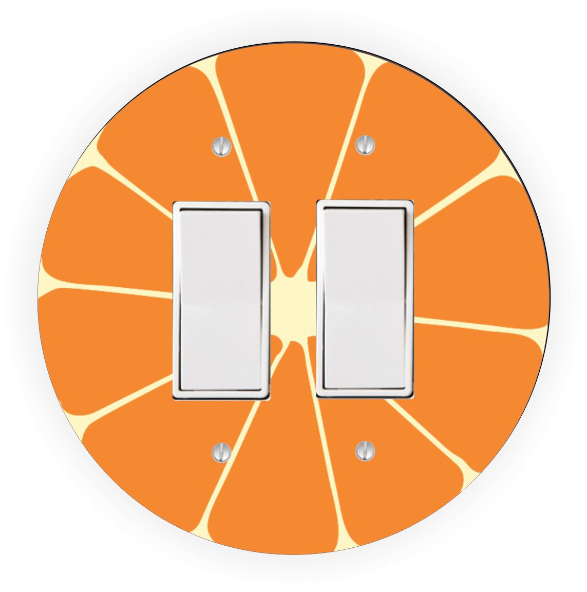 Sam Sandor - Orange Slice Design - Round Light Switch Plate Cover - Double Rocker