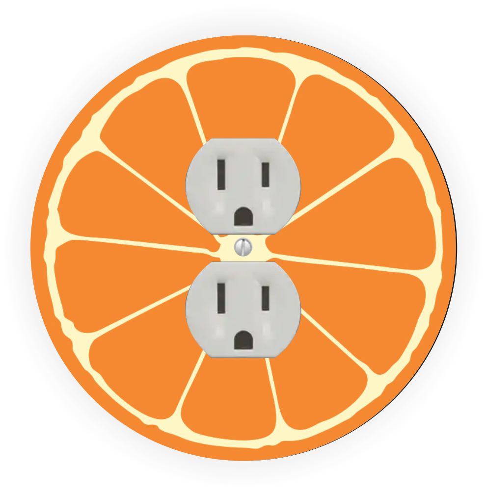 Sam Sandor - Orange Slice Design - Round Light Switch Plate Cover - Outlet Cover