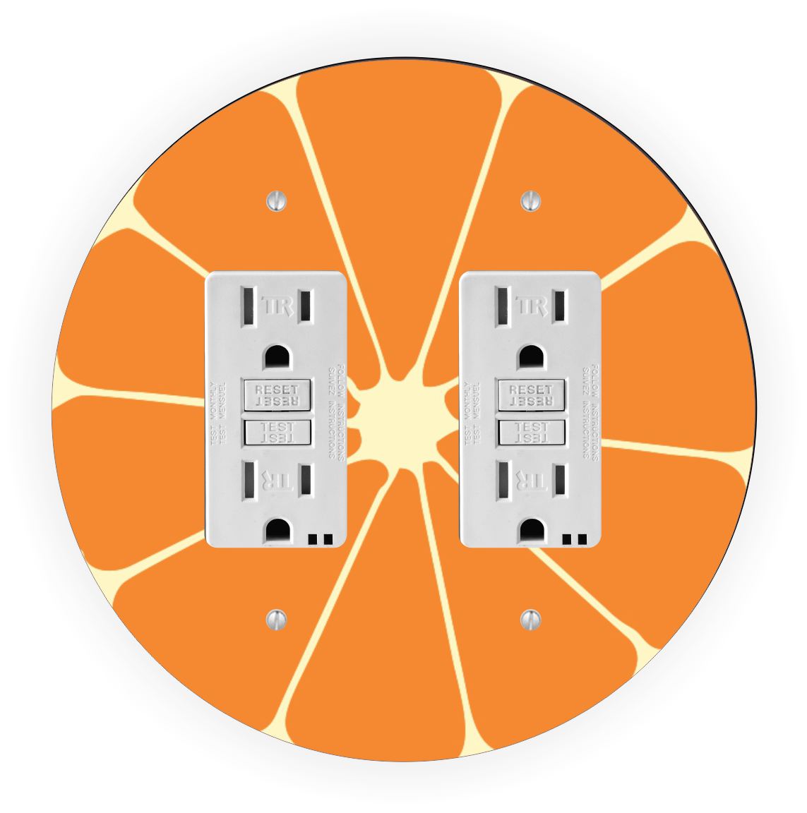 Sam Sandor - Orange Slice Design - Round Light Switch Plate Cover - Double GFI