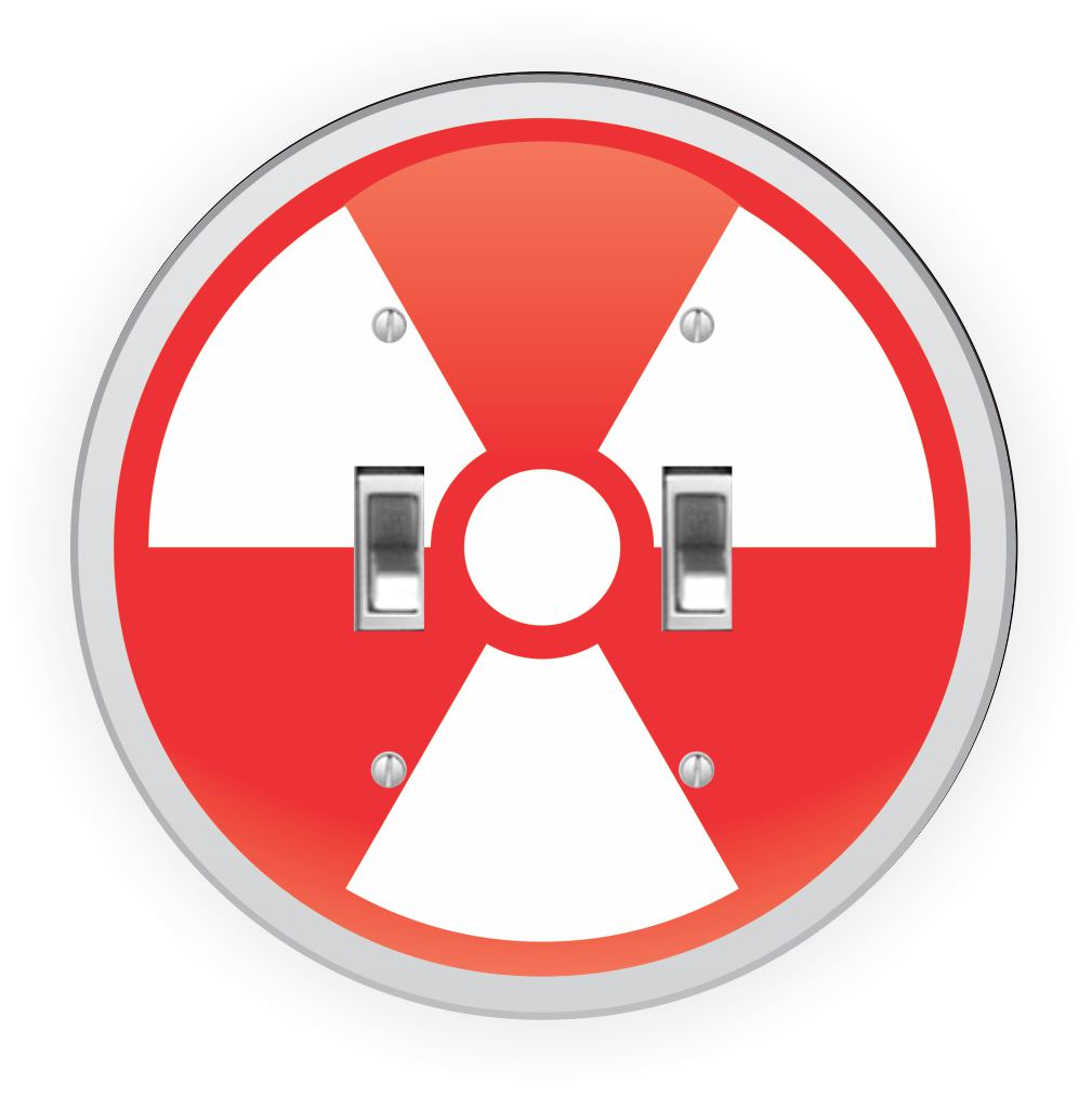 Sam Sandor - Nuclear Symbol Design - Round Light Switch Plate Cover - Double Toggle