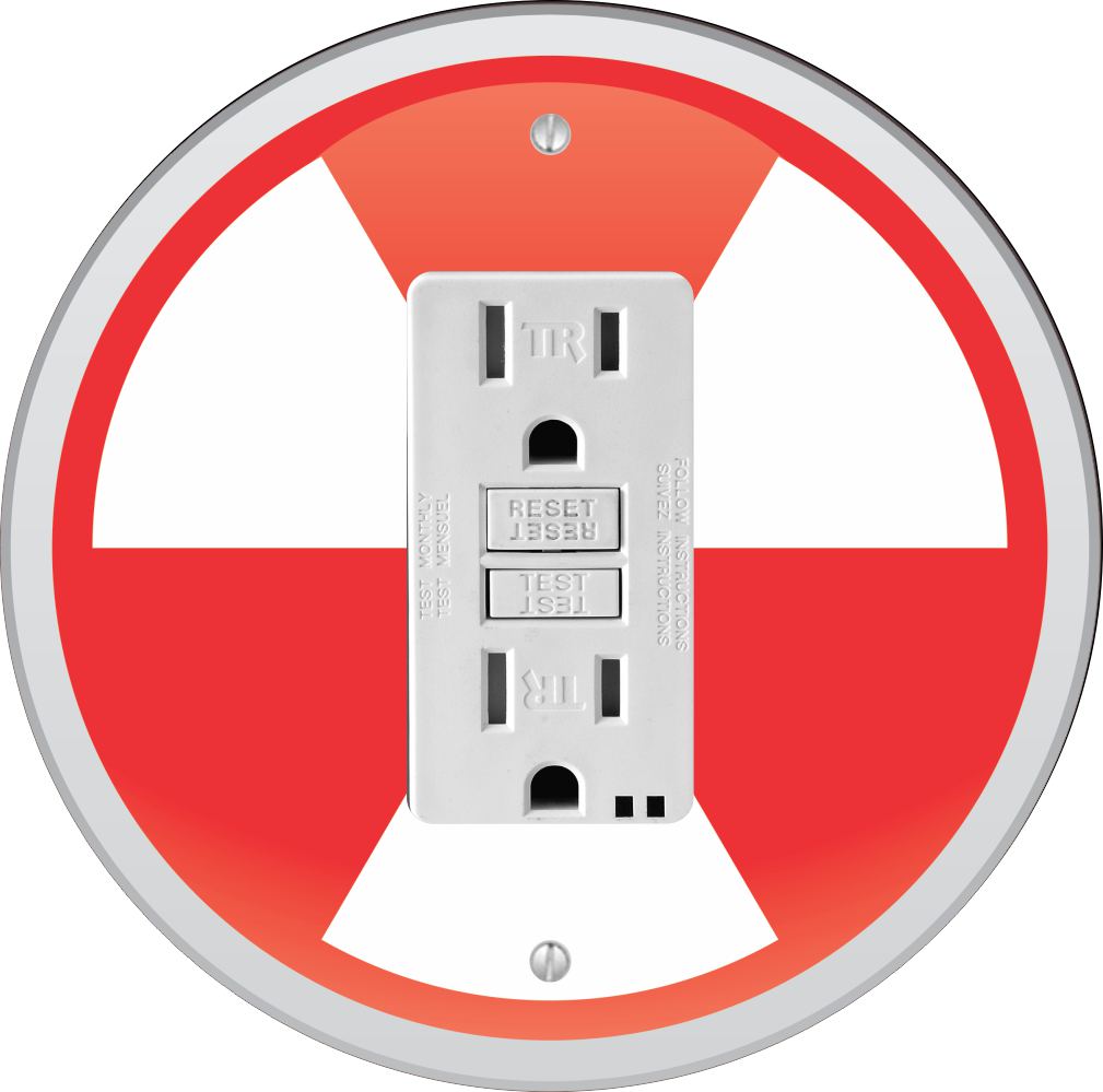 Sam Sandor - Nuclear Symbol Design - Round Light Switch Plate Cover - GFI