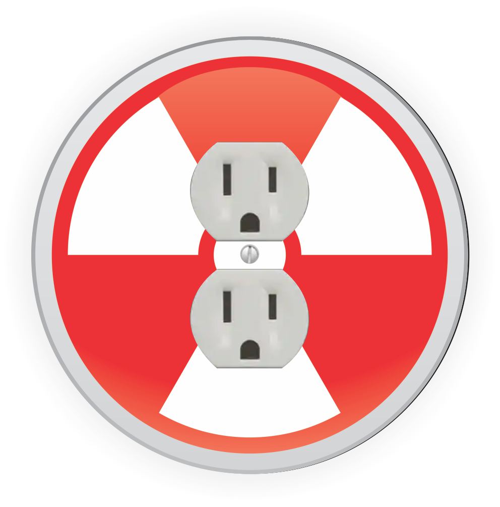 Sam Sandor - Nuclear Symbol Design - Round Light Switch Plate Cover - Outlet Cover