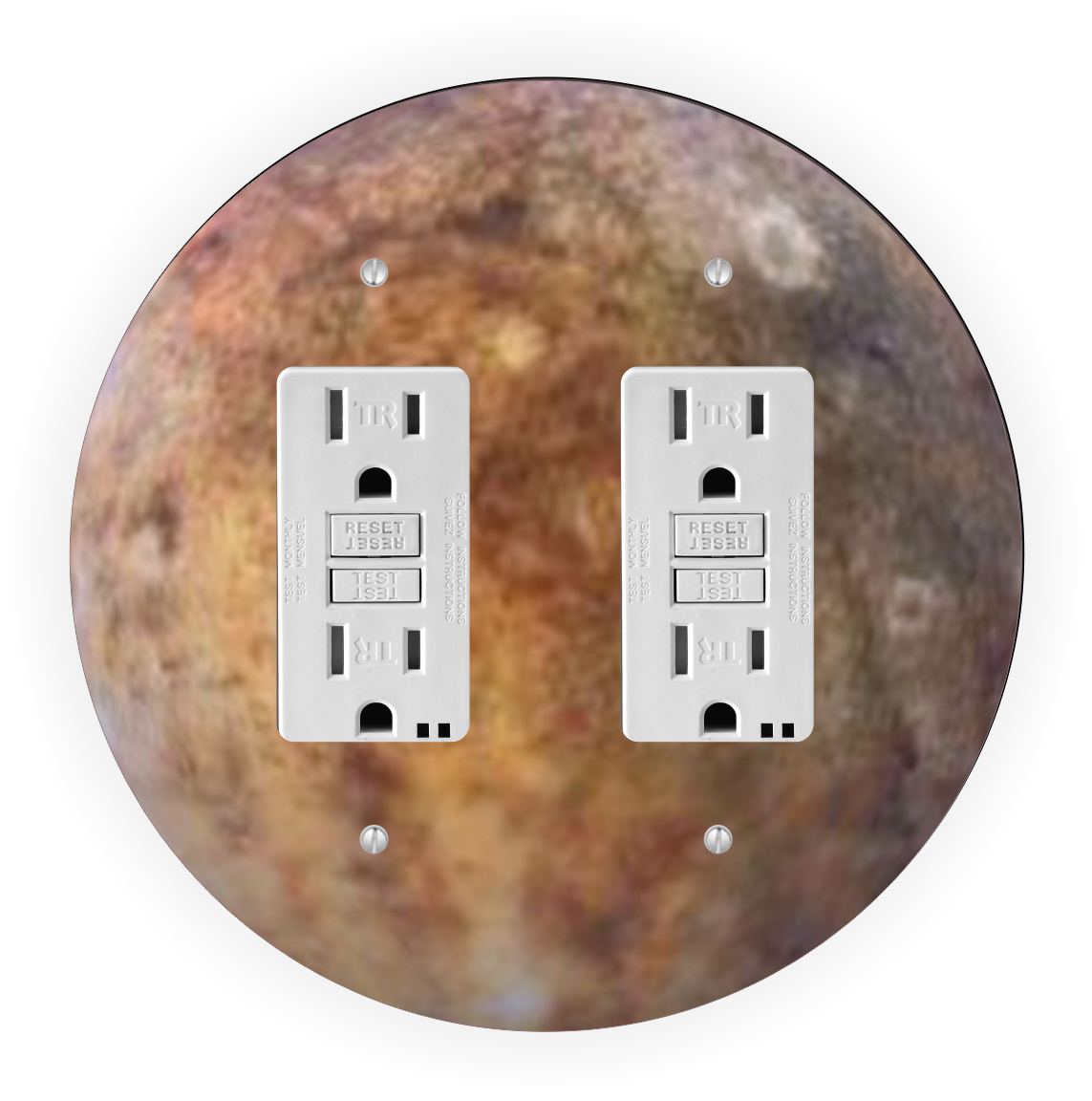 Sam Sandor - Planet Mars Design - Round Light Switch Plate Cover - Double GFI