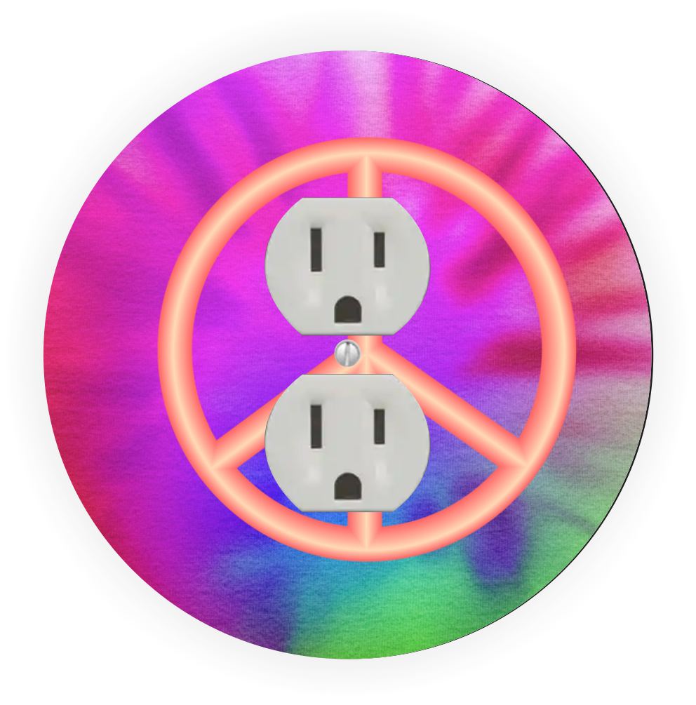 Sam Sandor - Peace Sign Tie Dye Design - Round Light Switch Plate Cover - Outlet Cover