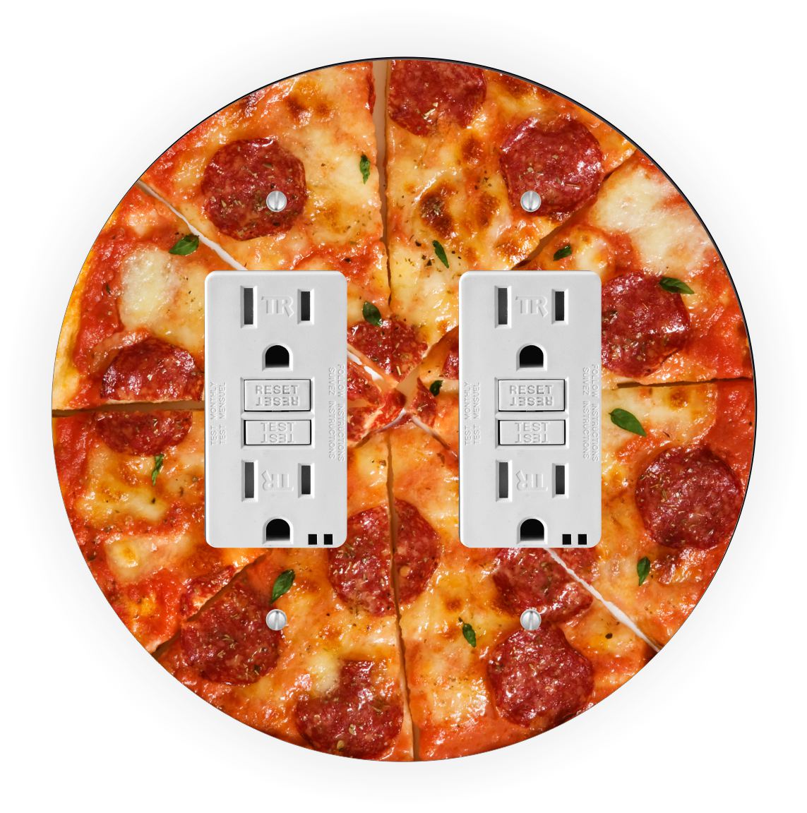 Sam Sandor - Pepperoni Pizza Design - Round Light Switch Plate Cover - Double GFI