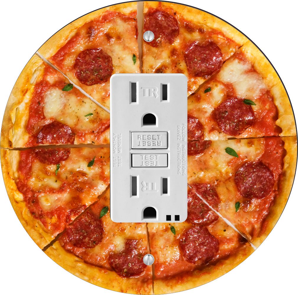 Sam Sandor - Pepperoni Pizza Design - Round Light Switch Plate Cover - GFI
