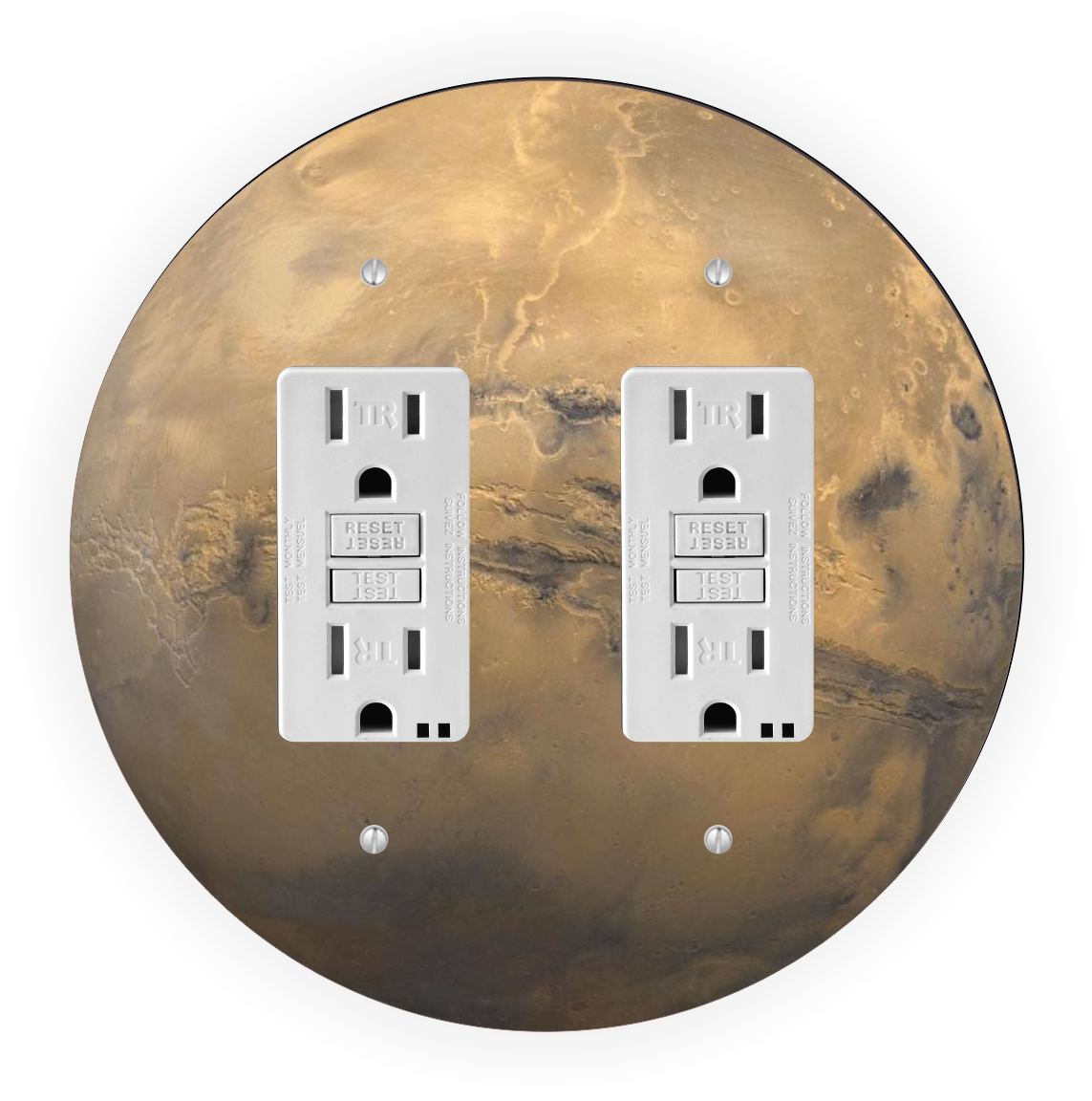 Sam Sandor - Planet Pluto Design - Round Light Switch Plate Cover - Double GFI