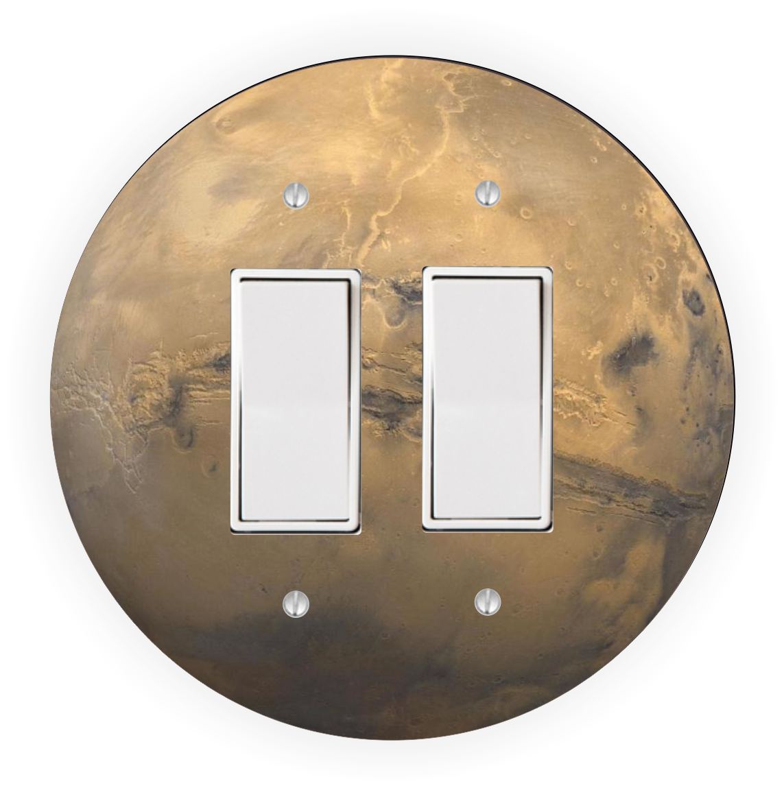Sam Sandor - Planet Pluto Design - Round Light Switch Plate Cover - Double Rocker