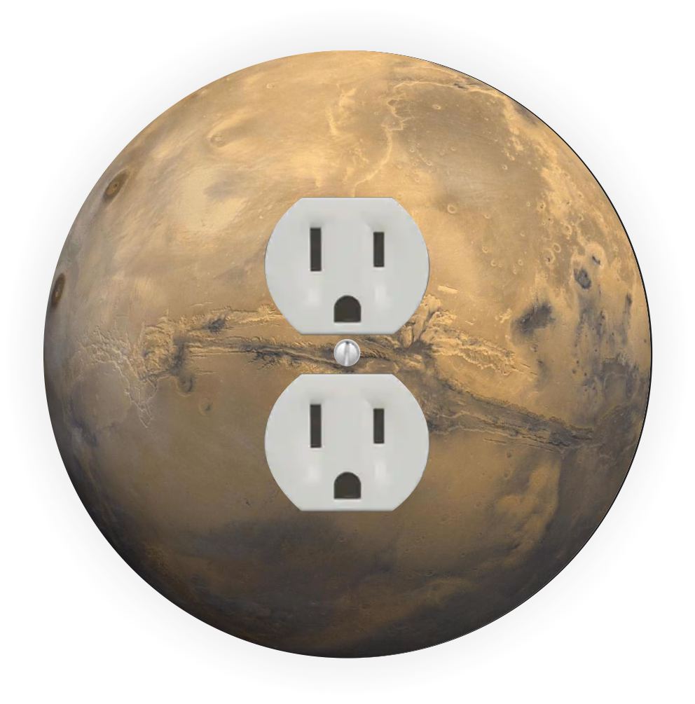 Sam Sandor - Planet Pluto Design - Round Light Switch Plate Cover - Outlet Cover