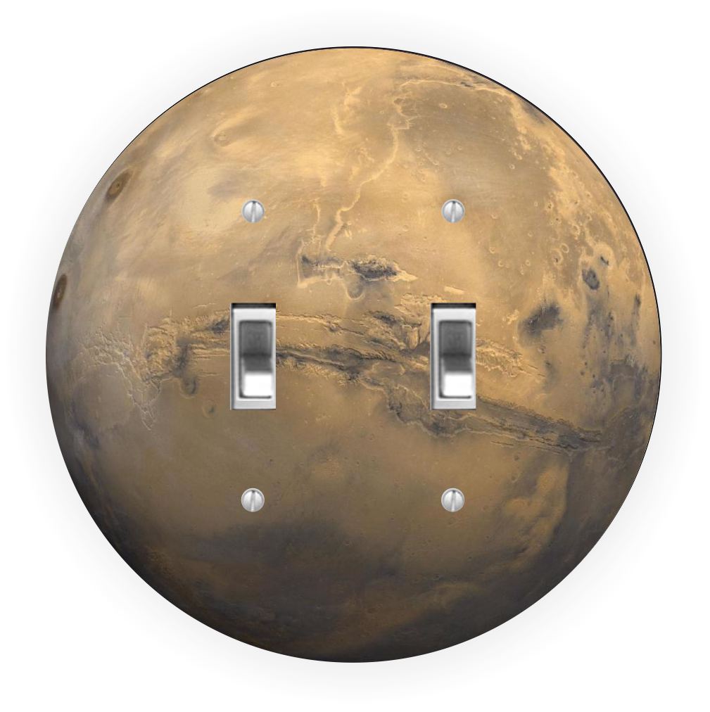Sam Sandor - Planet Pluto Design - Round Light Switch Plate Cover - Double Toggle