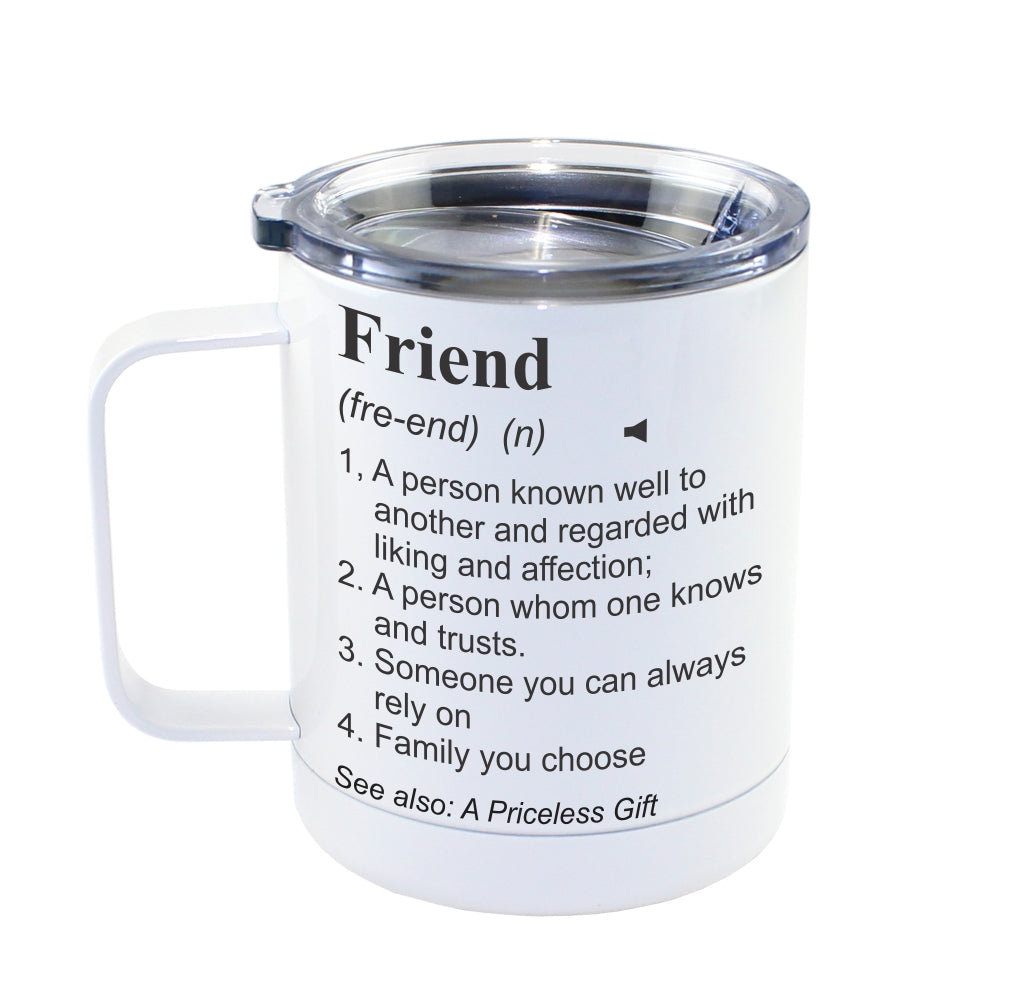 FRIEND -  Dictionary Definition Insulated 13oz Camping Mug, Travel Mug