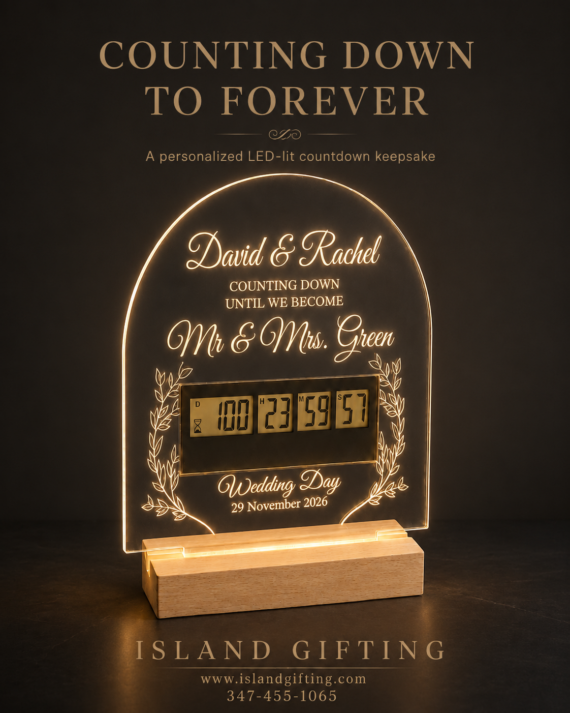 Wedding Countdown Light-Up LED Sign