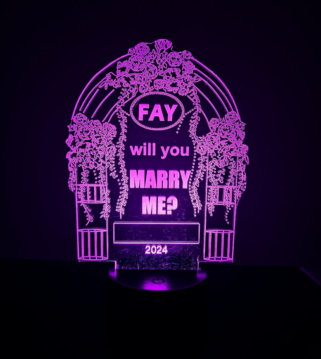 MARRIAGE PROPOSAL LED LUCITE LIGHT UP Personalized