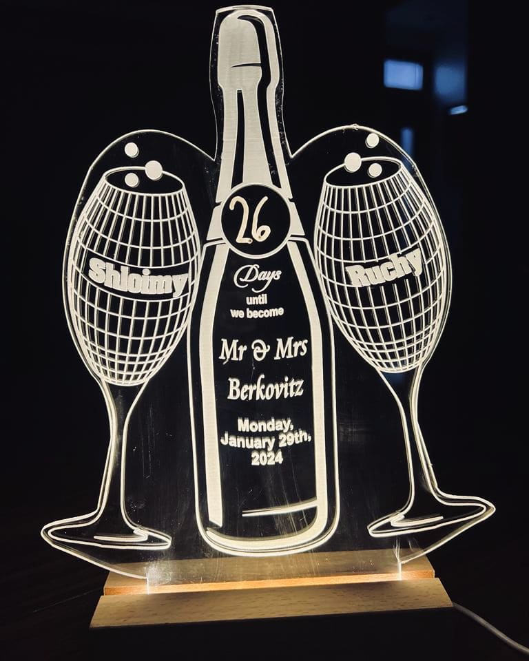 LED CHAMPAGNE CELEBRATION LUCITE WEDDING COUNTDOWN