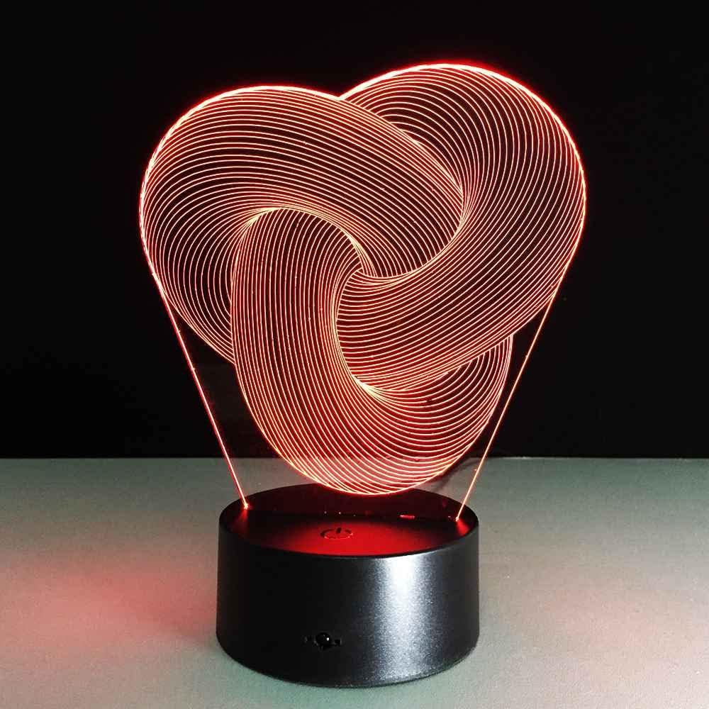 Abstract Twist Knot Optical Illusion 3D Lamp Light - Color Interchangeable