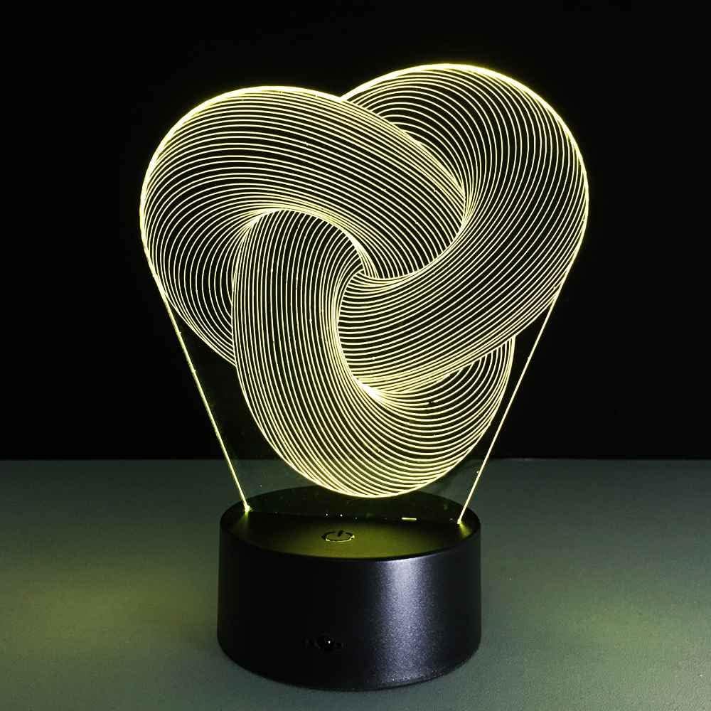 Abstract Twist Knot Optical Illusion 3D Lamp Light - Color Interchangeable