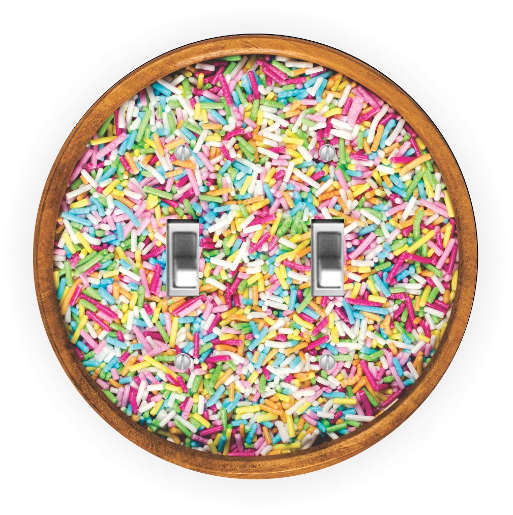 Sam Sandor - Bowl of Sprinkles Design - Round Light Switch Plate Cover - Double Toggle