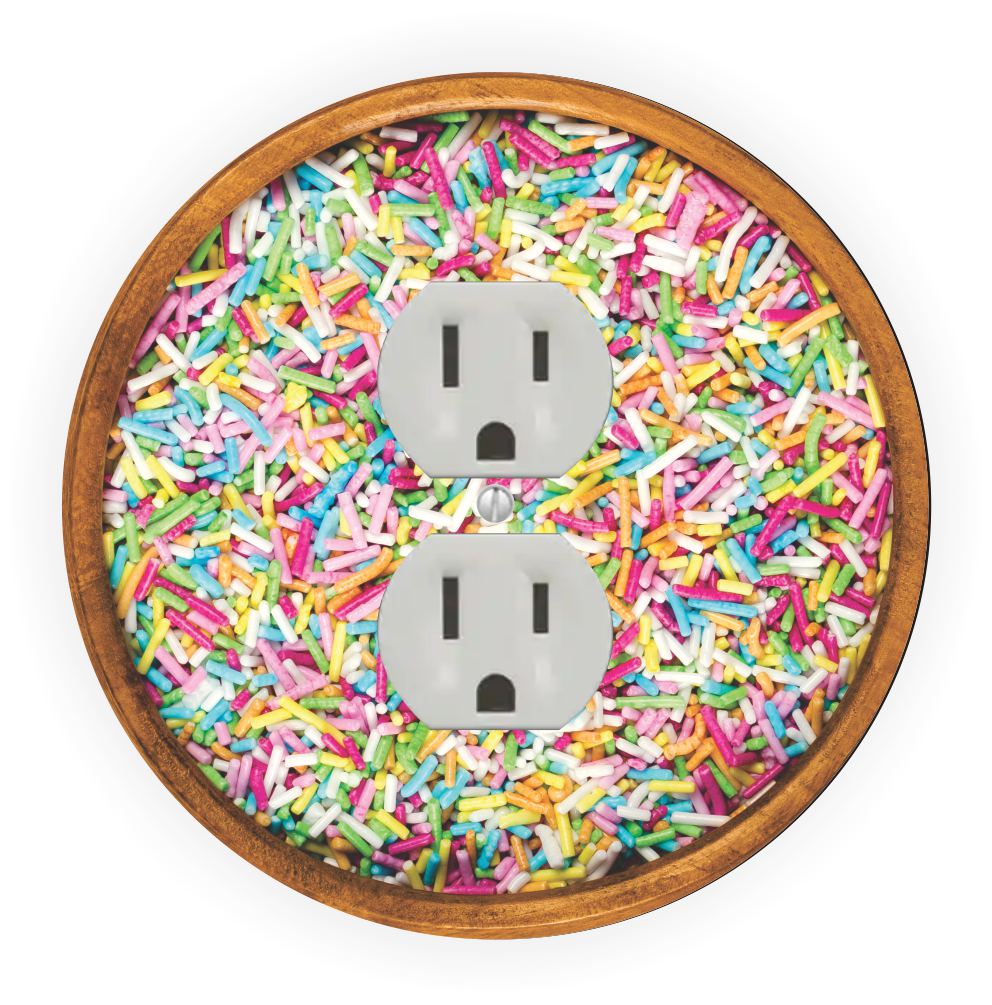 Sam Sandor - Bowl of Sprinkles Design - Round Light Switch Plate Cover - Outlet Cover