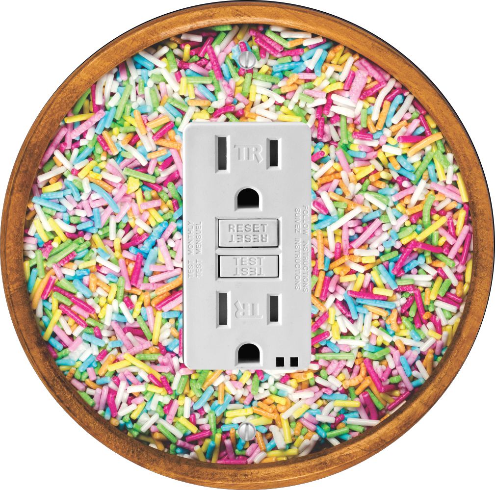 Sam Sandor - Bowl of Sprinkles Design - Round Light Switch Plate Cover - GFI