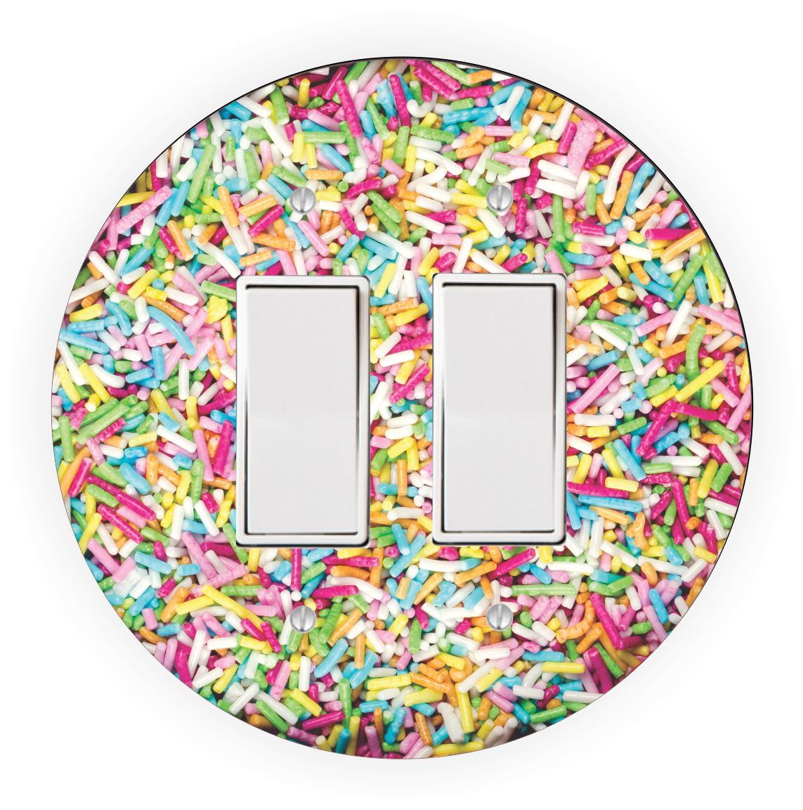 Sam Sandor - Bowl of Sprinkles Design - Round Light Switch Plate Cover - Single Rocker