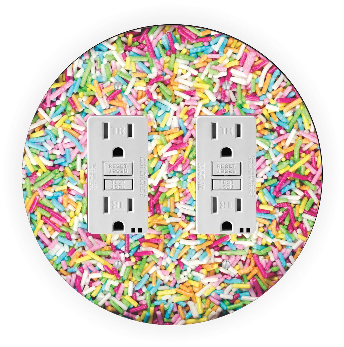 Sam Sandor - Bowl of Sprinkles Design - Round Light Switch Plate Cover - Double GFI