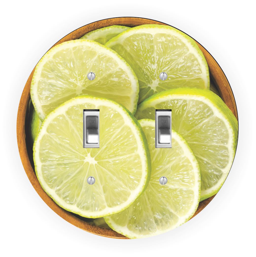 Sam Sandor - Bowl of Lime Slices Design - Round Light Switch Plate Cover - Double Toggle