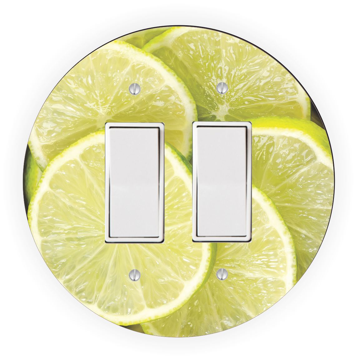 Sam Sandor - Bowl of Lime Slices Design - Round Light Switch Plate Cover - Single Rocker