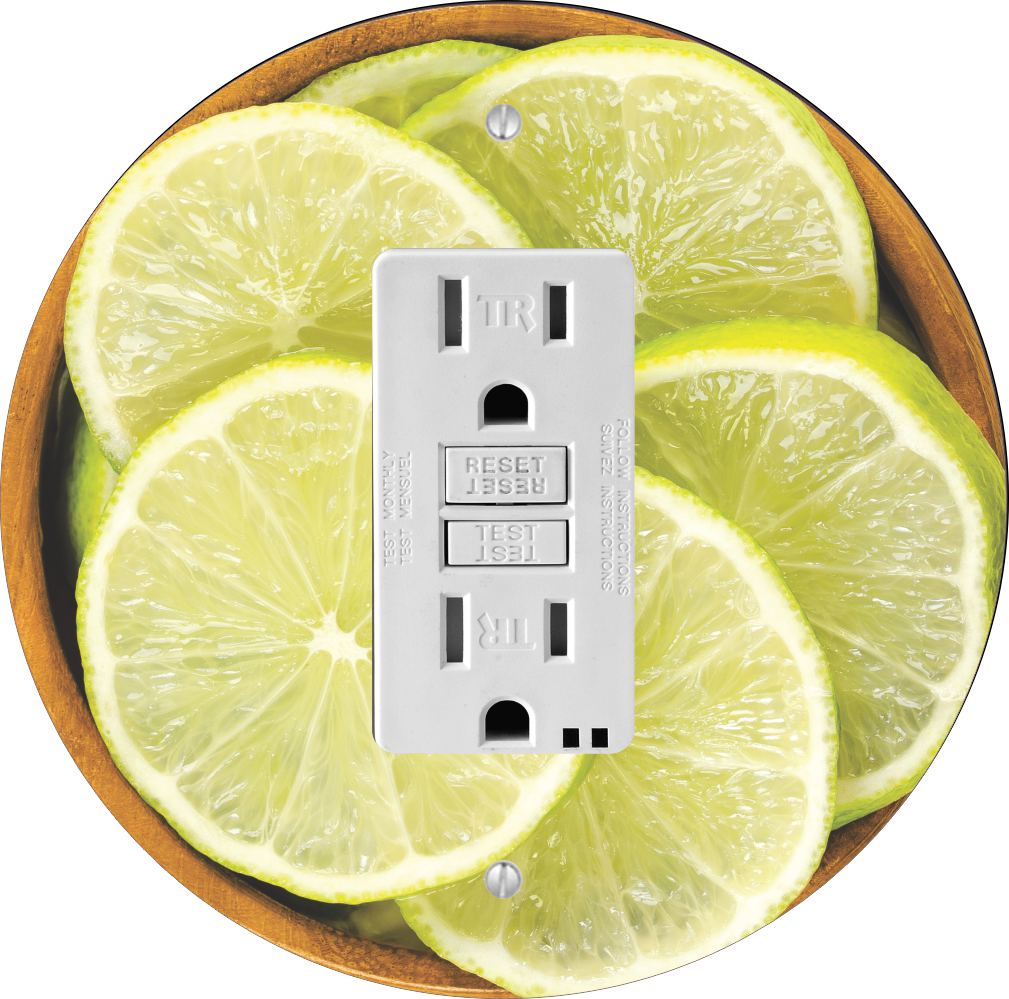 Sam Sandor - Bowl of Lime Slices Design - Round Light Switch Plate Cover - GFI