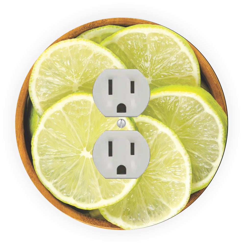 Sam Sandor - Bowl of Lime Slices Design - Round Light Switch Plate Cover - Outlet Cover