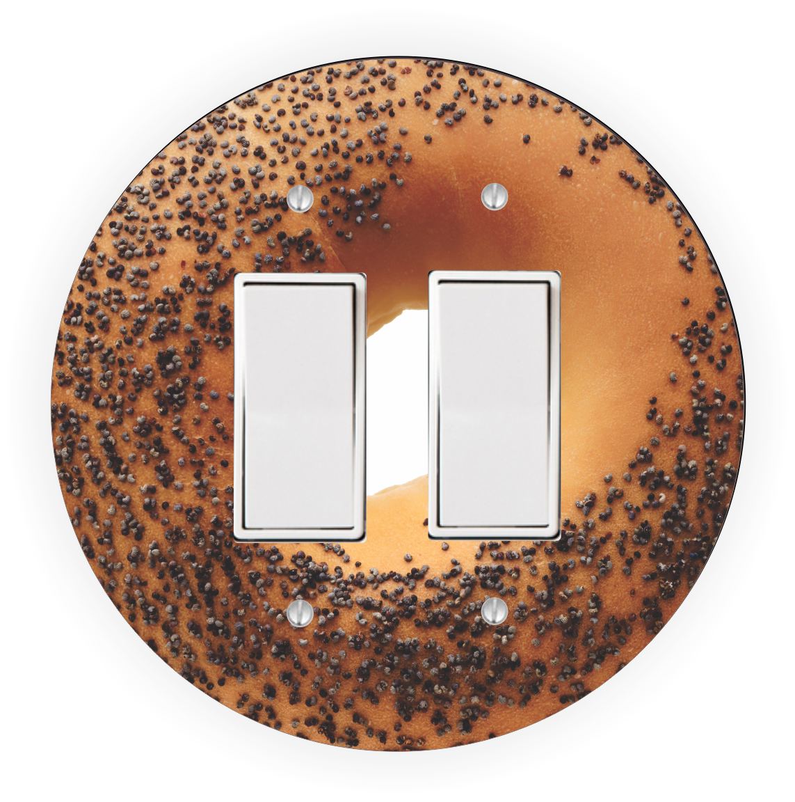 Sam Sandor - Bagel Design - Round Light Switch Plate Cover - Double Rocker