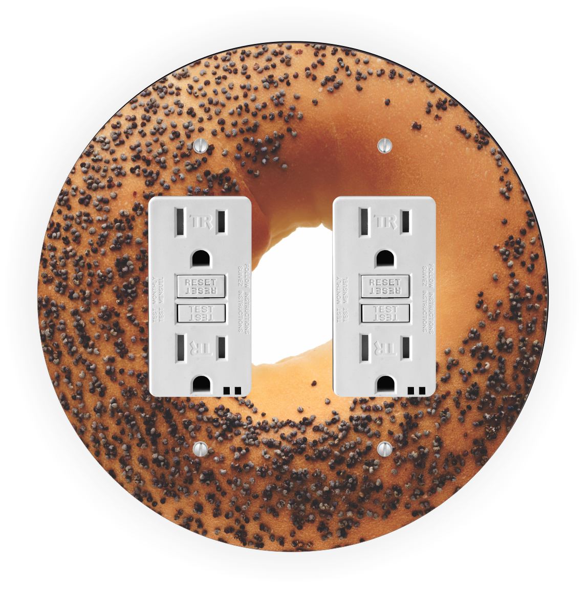 Sam Sandor - Bagel Design - Round Light Switch Plate Cover - Double GFI